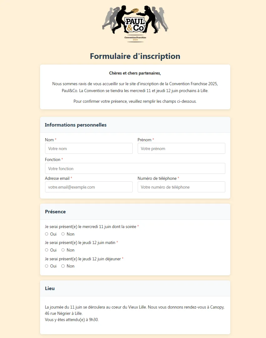 Paul & Co — inscription en ligne