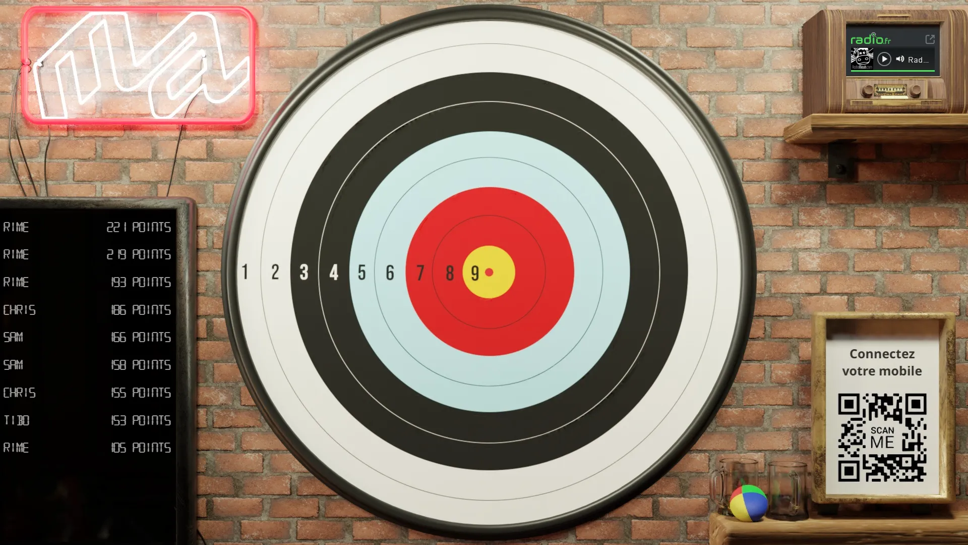 Dart Game — cible géante sur écran